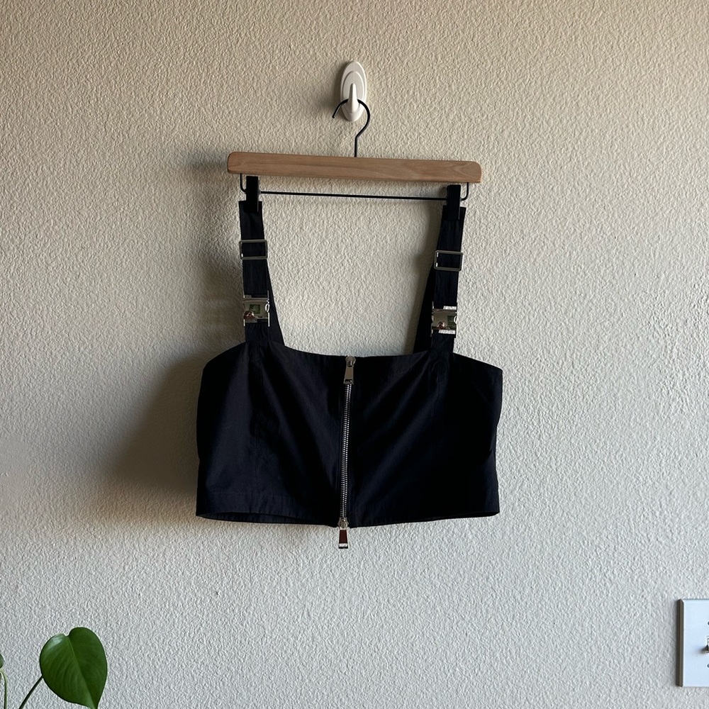 Tamara Malas Zip Buckle Black Crop Bralette Tank